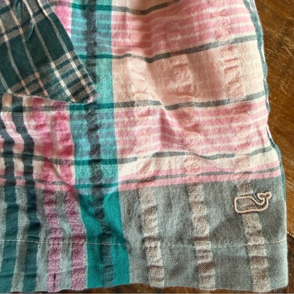 Vineyard Vines Pink and Blue Plaid Women's Shorts - Picture 3 of 4